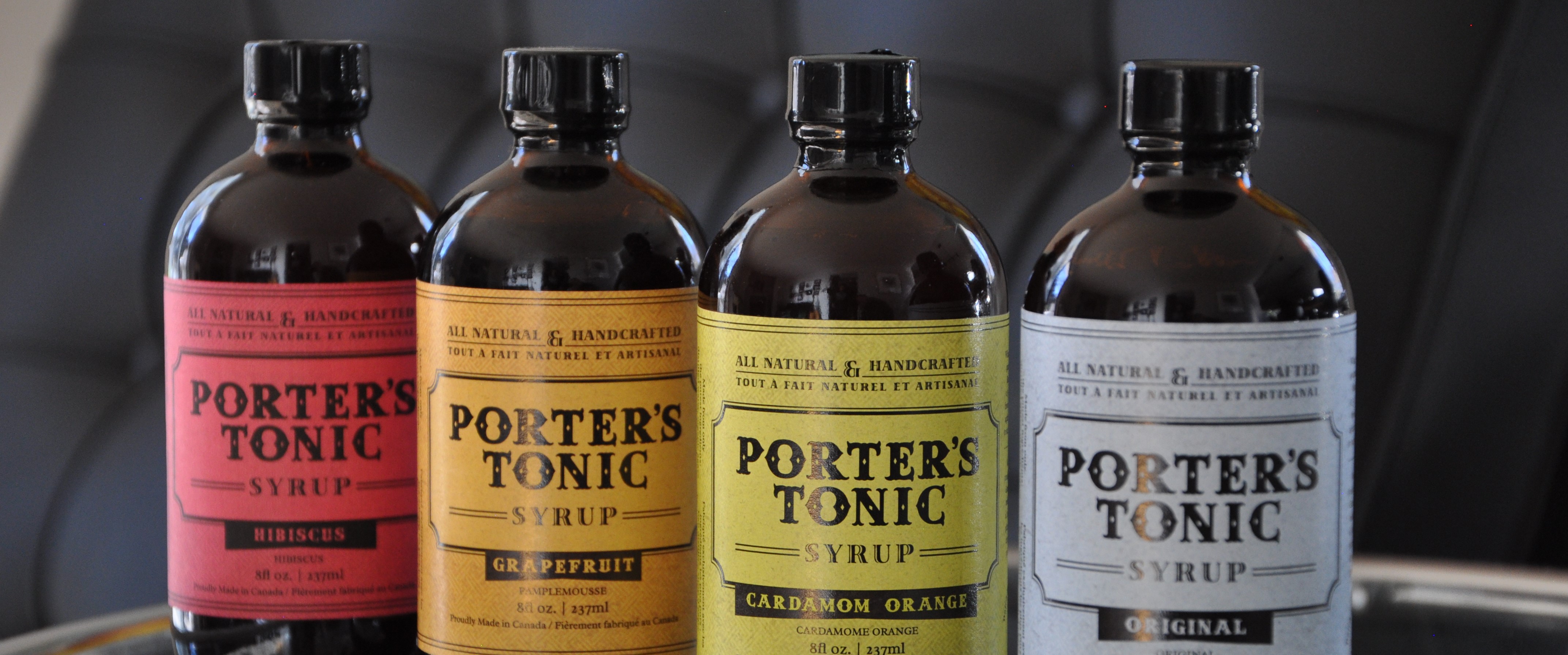 Set of 4 Porter's Tonic bottles