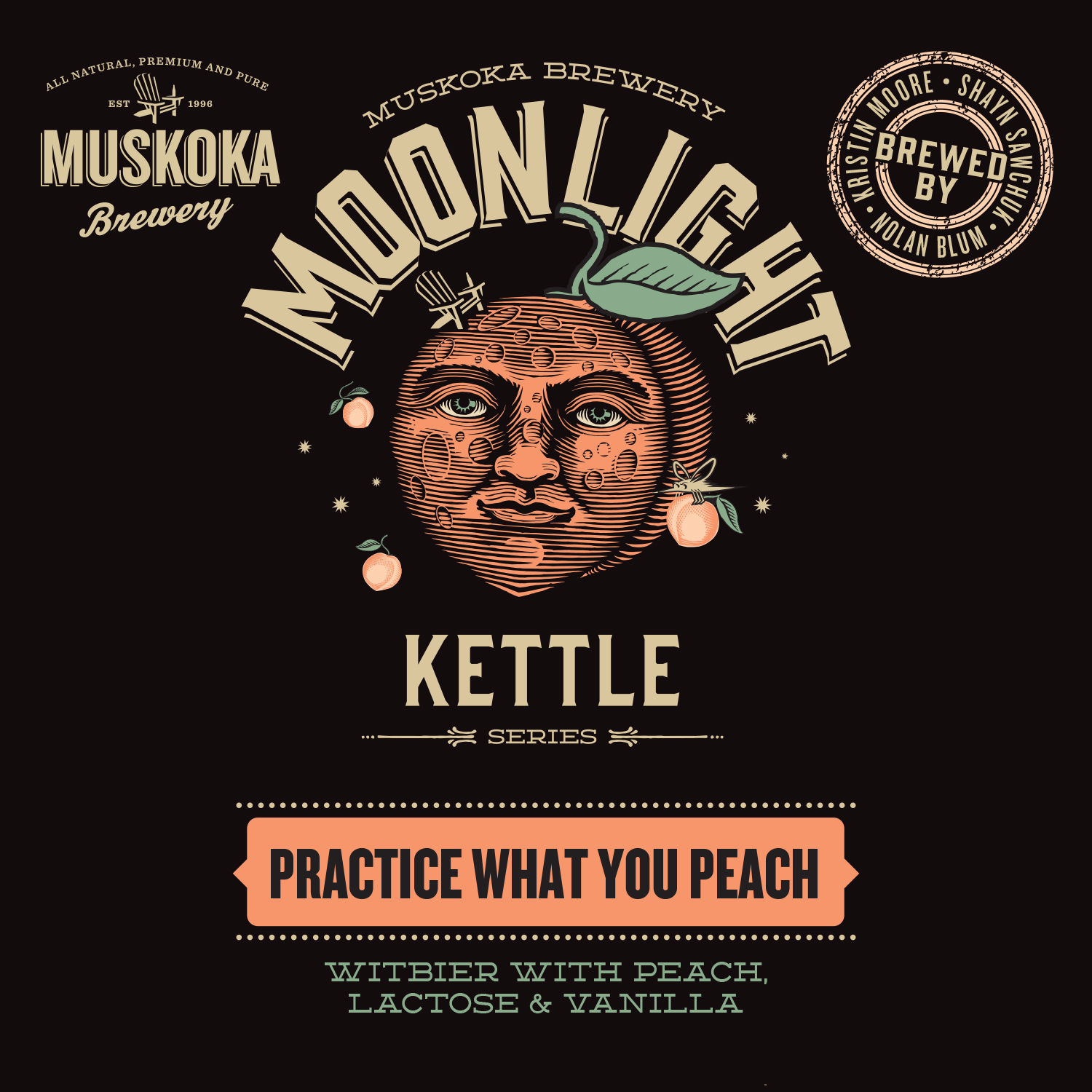Practice What You Peach Witbier with Peach, Lactose & Vanilla.
