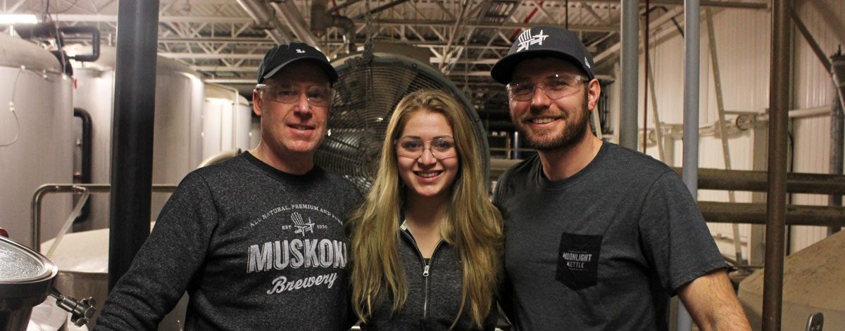 Darren, Alanna and Dave in the brewhouse.